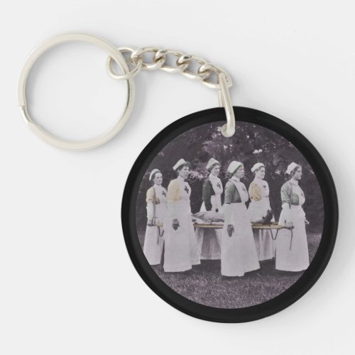 Nurses Bearing a Stretcher WWI Keychain