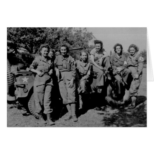 Nurses Beside Jeep WWII Cards (Front Horizontal)