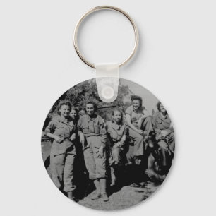 Nurses Beside Jeep WWII Keychain