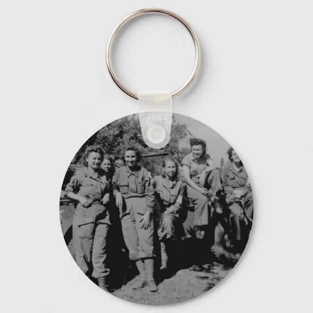 Nurses Beside Jeep WWII Keychain (Front)