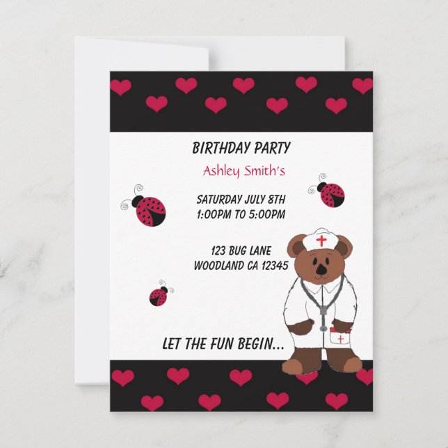Nurse's Birthday Party Invitation (Front)