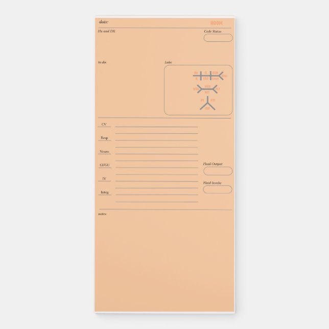 Nurses Brain_Orange Magnetic Notepad (Front)
