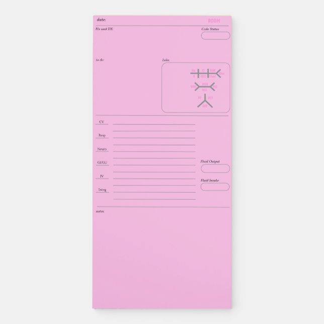 Nurses Brain_Pink magnetic note pad (Front)