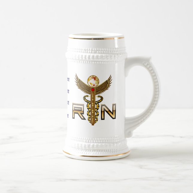 Nurses Caduceus RN Pledge Modified view about desi Beer Stein (Right)
