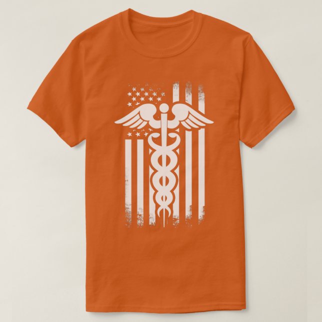 Nurses Caduceus Vintage Flag T-Shirt (Design Front)
