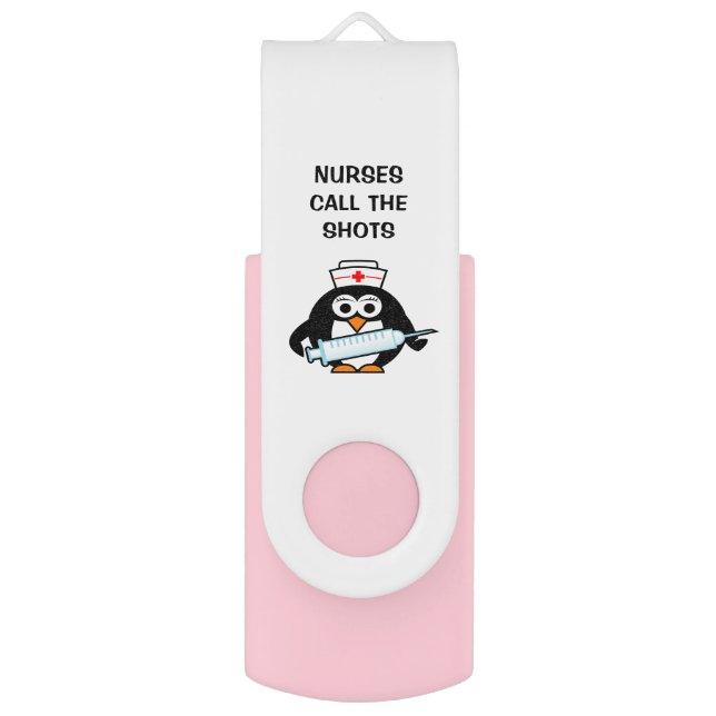 Nurses call the shots cute penguin USB flash drive (Back (Vertical))