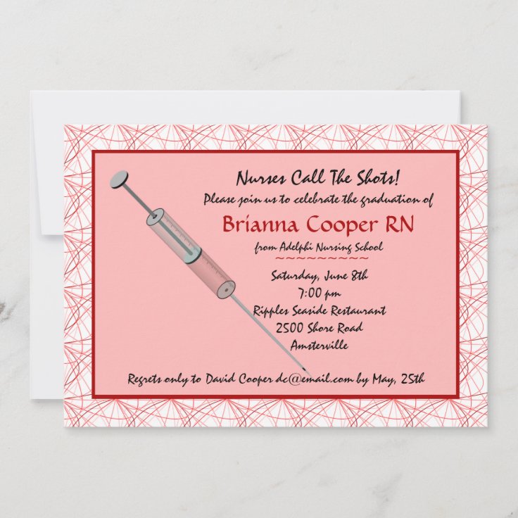 Nurses Call The Shots Graduation Invitation Zazzle