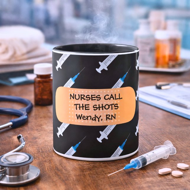 Nurses Call the Shots Monogram Mug (Creator Uploaded)
