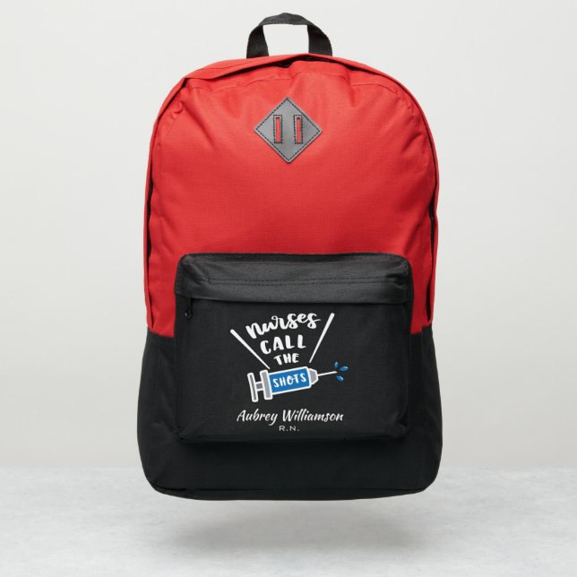 Nurses Call the Shots - Personalize Port Authority® Backpack (Front)