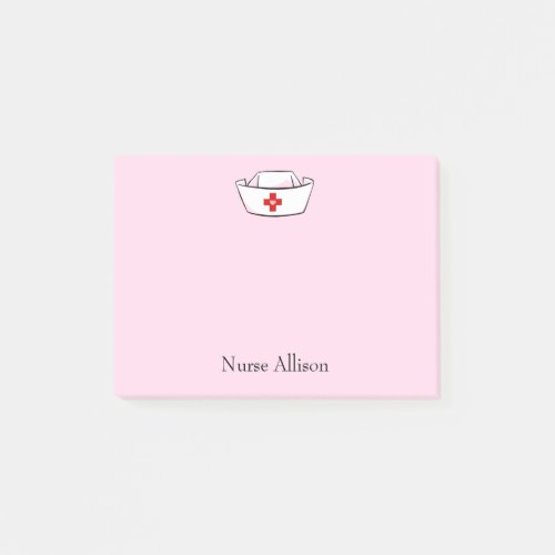 Nurses Cap Add Name Pink 4x3 Post_it Notes