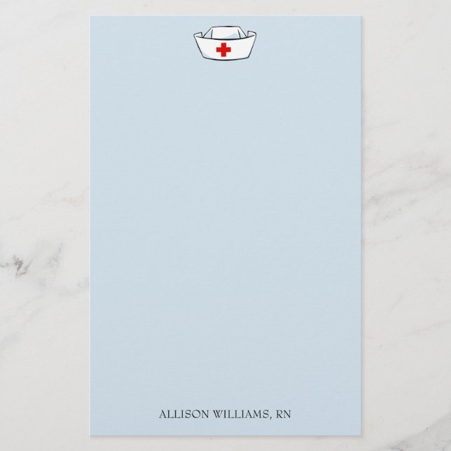 Nurse's Cap Add Name Stationery (Front)