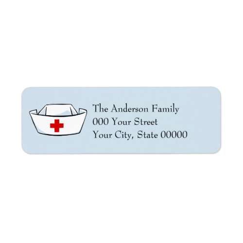 Nurses Cap Personalized Blue Return Address Label