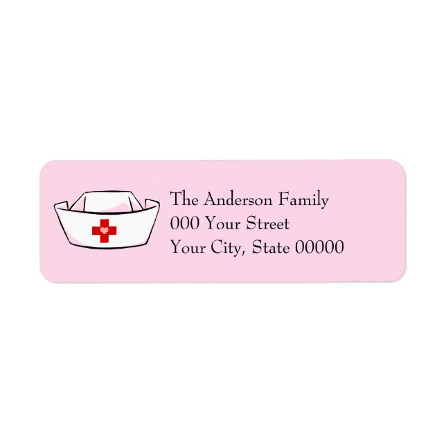 Nurse's Cap Personalized Pink Return Address Label (Front)