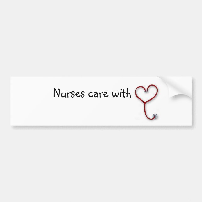 Nurses care with Heart - Nurses Gift - Personalize Bumper Sticker (Front)