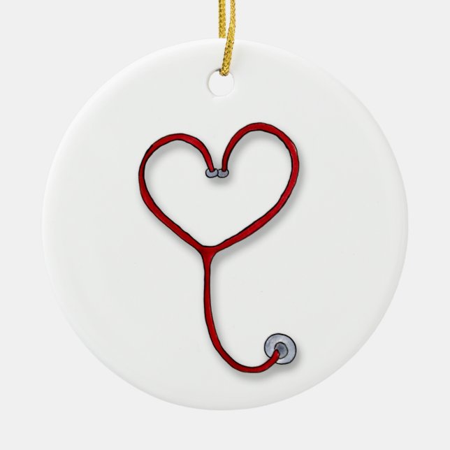 Nurses care with Heart - Nurses Gift - Personalize Ceramic Ornament (Front)