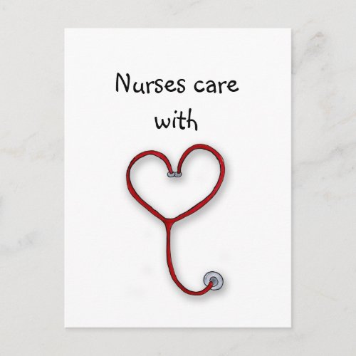 Nurses care with Heart _ Nurses Gift _ Personalize Postcard