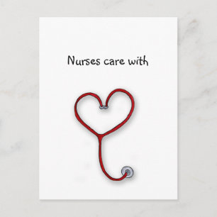 Nurses care with Heart - Nurses Gift - Personalize Postcard