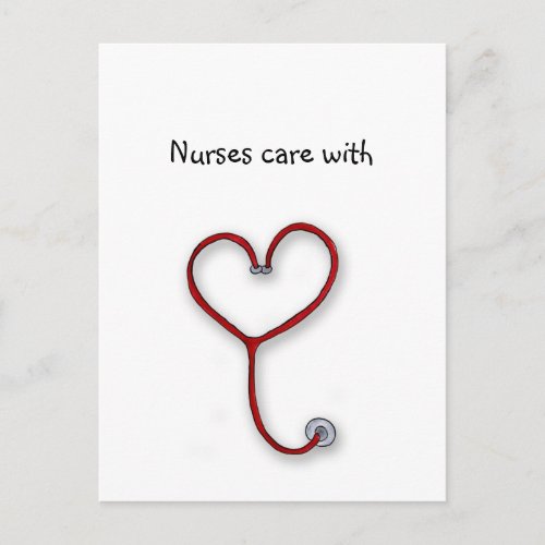 Nurses care with Heart _ Nurses Gift _ Personalize Postcard