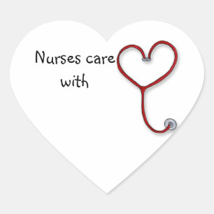 Nurses care with Heart - Nurses Gift - Personalize Sticker