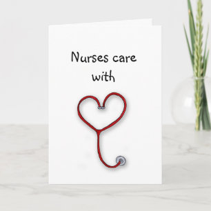 Nurses care with Heart - Nurses Gift - Personalize Thank You Card