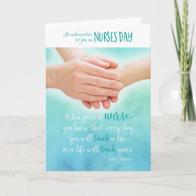 Nurses Day Admiration Nurse Holding Hands Holiday Card (Front)