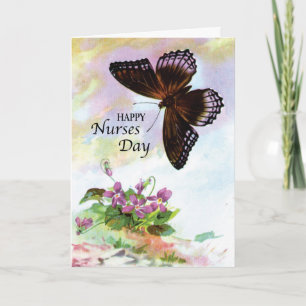 Nurses Day Butterfly and Flowers Card