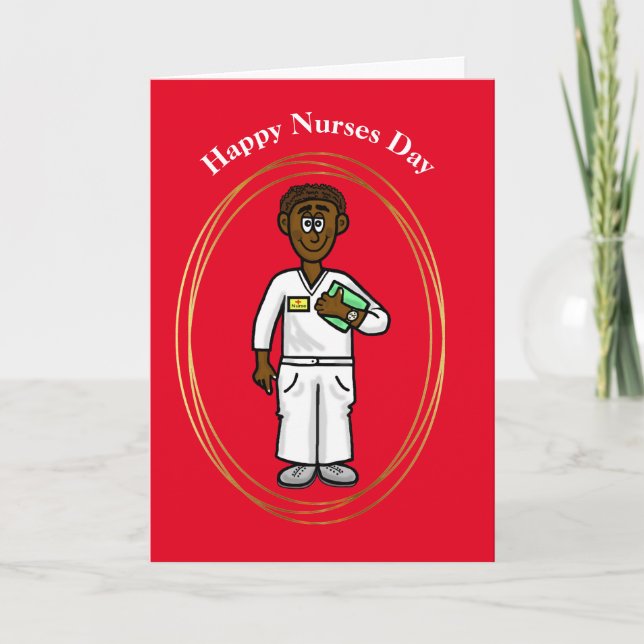 Nurses Day Card for Black Male Nurse (Front)