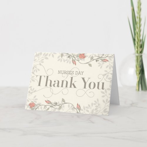 Nurses Day Card _ Thank You in Swirly Text _ Cream