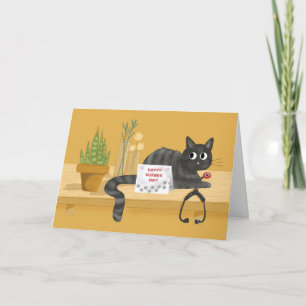Nurses Day Cat on Table with Stethoscope and Plant Card