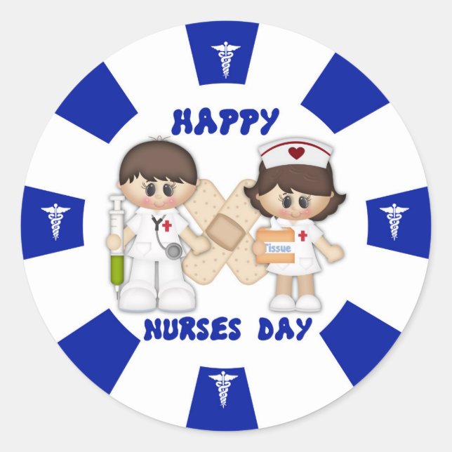 Nurses Day Classic Round Sticker, Glossy Classic Round Sticker (Front)