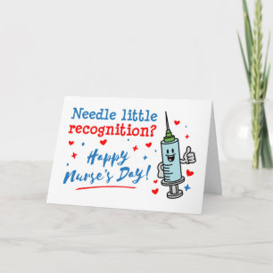 Nurse's Day Cute Needle Pun Letterpress Thank You Card