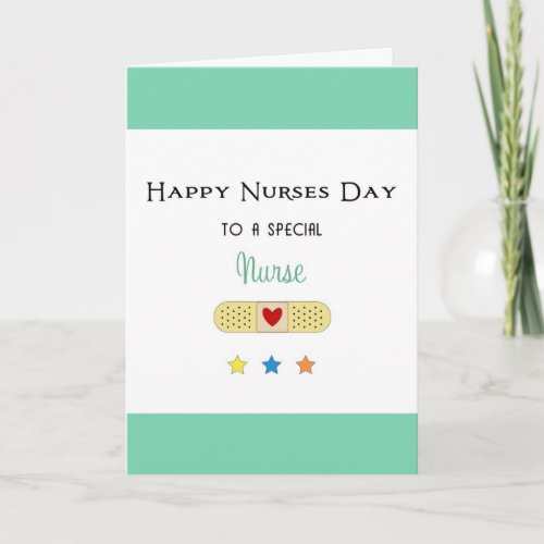 Nurses Day Greeting Card_Bandaide and Stars Card