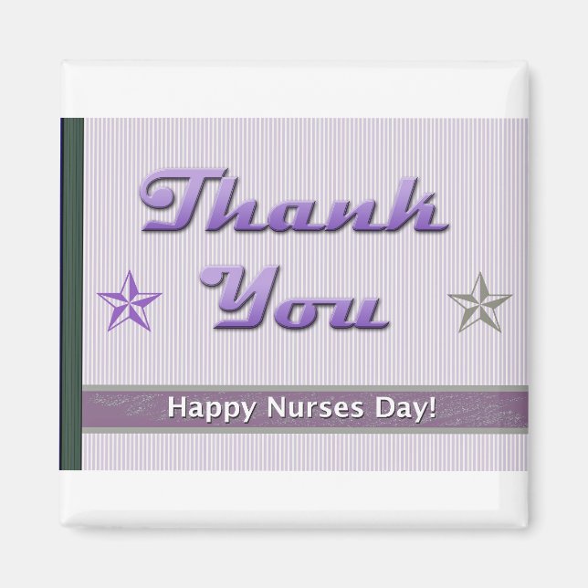 Nurses Day Purple Stripes and Stars Magnet (Front)