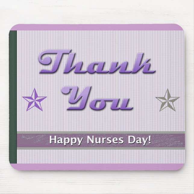 Nurses Day Purple Stripes and Stars Mouse Pad (Front)