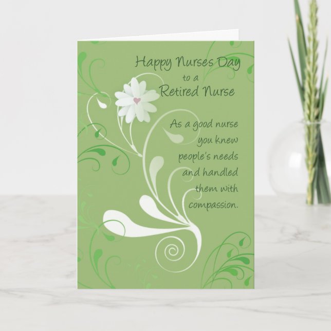 Nurses Day, Retired Nurse Thank You, Green Swirls You Card (Front)