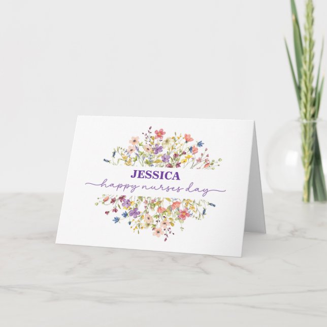 Nurses Day Surrounded by Delicate Wildflowers Card (Front)