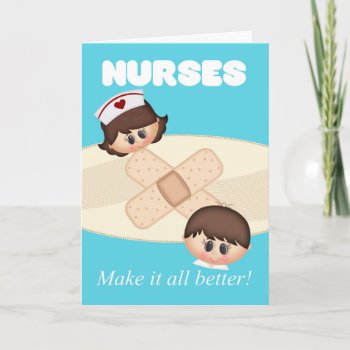 Nurses Day With Band Aid & Two Nurses- Card by moonlake at Zazzle
