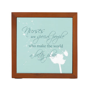 Nurses Day with Dandelion Blowing on Teal Desk Organizer