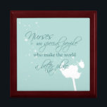 Nurses Day with Dandelion Blowing on Teal Jewelry Box<br><div class="desc">Celebrate Nurses Day with this teal greenish blue background color and a dandelion blowing in white. Perfect to add the inspiring message about nurses,  both man or woman.</div>