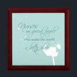 Nurses Day with Dandelion Blowing on Teal Jewelry Box<br><div class="desc">Celebrate Nurses Day with this teal greenish blue background color and a dandelion blowing in white. Perfect to add the inspiring message about nurses,  both man or woman.</div>
