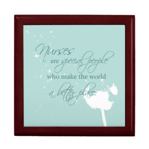 Nurses Day with Dandelion Blowing on Teal Jewelry Box