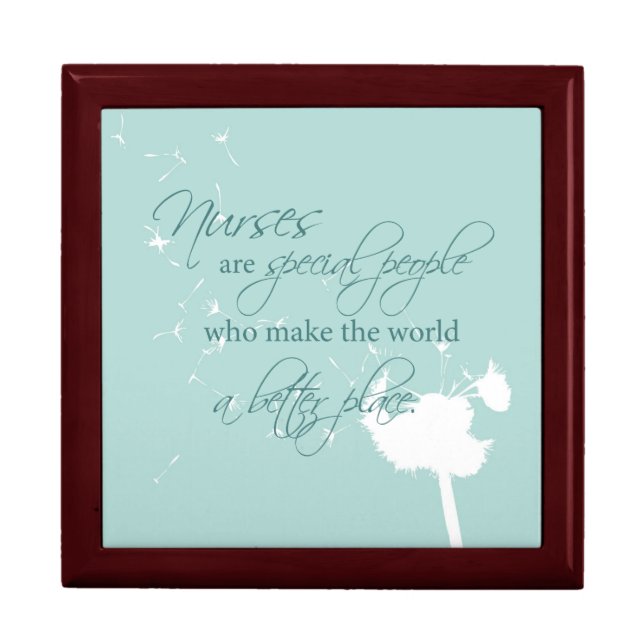 Nurses Day with Dandelion Blowing on Teal Jewelry Box (Front)