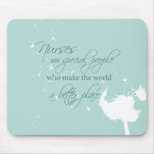 Nurses Day with Dandelion Blowing on Teal Mouse Pad