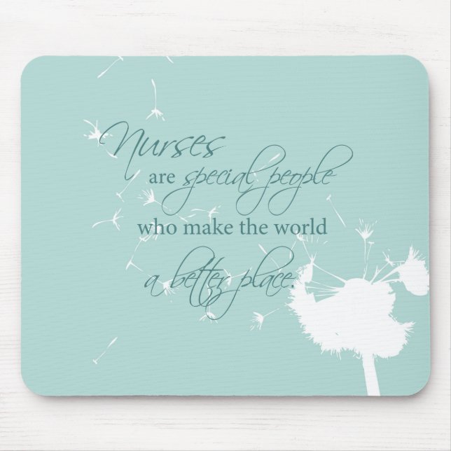 Nurses Day with Dandelion Blowing on Teal Mouse Pad (Front)