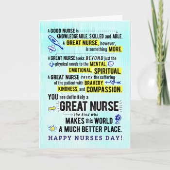 Nurses Day, You are a GREAT NURSE Card