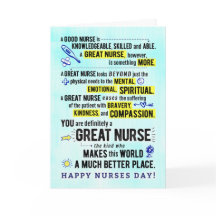 Nurses Day, You are a GREAT NURSE Card