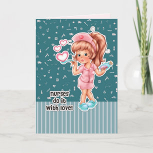 Nurses do it with Love. Cute Nurse Letterpress Thank You Card