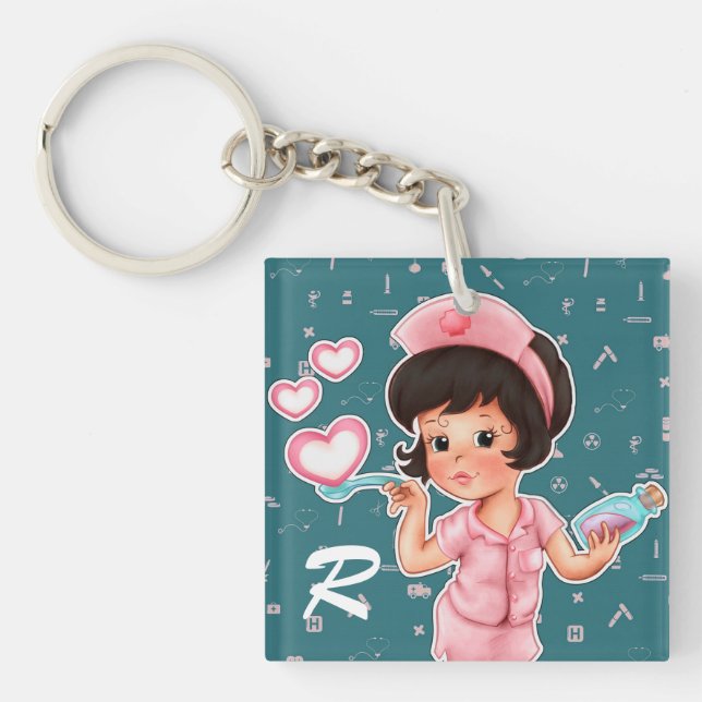 Nurses do it with Love. Nurse Appreciation Gift Keychain (Front)
