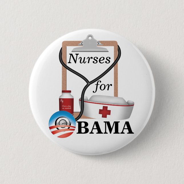Nurses for Obama! Pinback Button (Front)