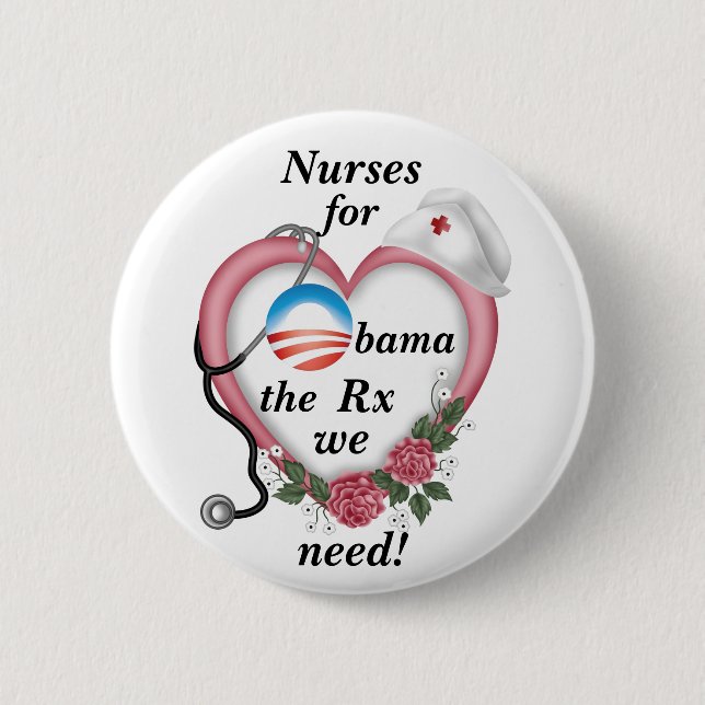 Nurses for Obama Pinback Button (Front)